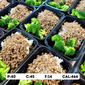 Ground Beef with White Rice & Broccoli