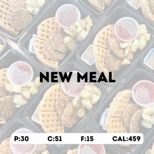 Pumpkin Spiced Vanilla Protein Waffle with Turkey Sausage & Potatoes